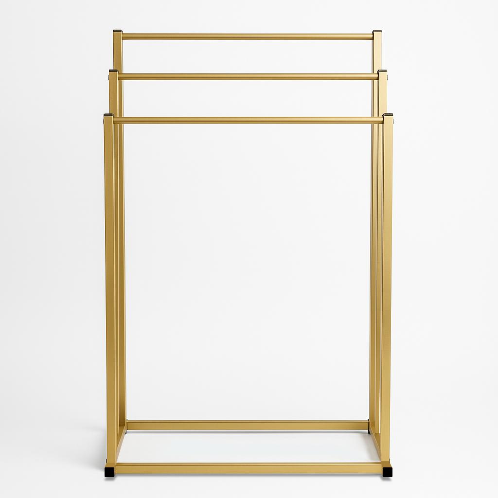 Supporto da bagno, tre bracci, oro, metallo, appendiabiti moderno, portaoggetti