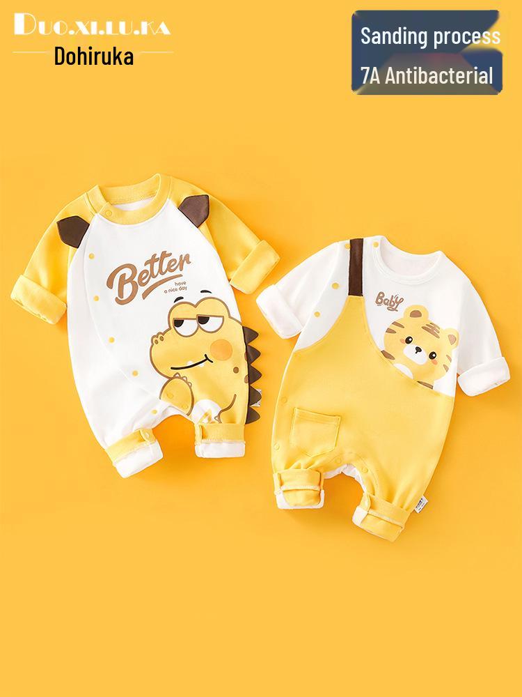 Unisex Cotton Baby Romper - Spring/Autumn Cartoon Onesie for Newborns