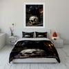 Raven On Skull Gothic Artwork Bedding Duvet Cover Set  (1*Duvet Cover 2*Pillowcases, Without Duvet Insert)