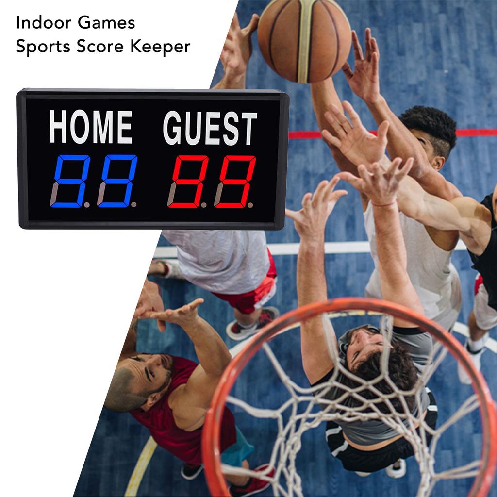 LED Electronic Scoreboard with Remote Score Keeper for Games Basketball Table Tennis Badminton Indoor Outdoor Type C Powered 5V 2A Home Guest
