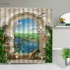 3D European Rural Town Street Landscape Printing Shower Curtain For Bathroom Curtains Waterproof Polyester Home Decor With Hooks