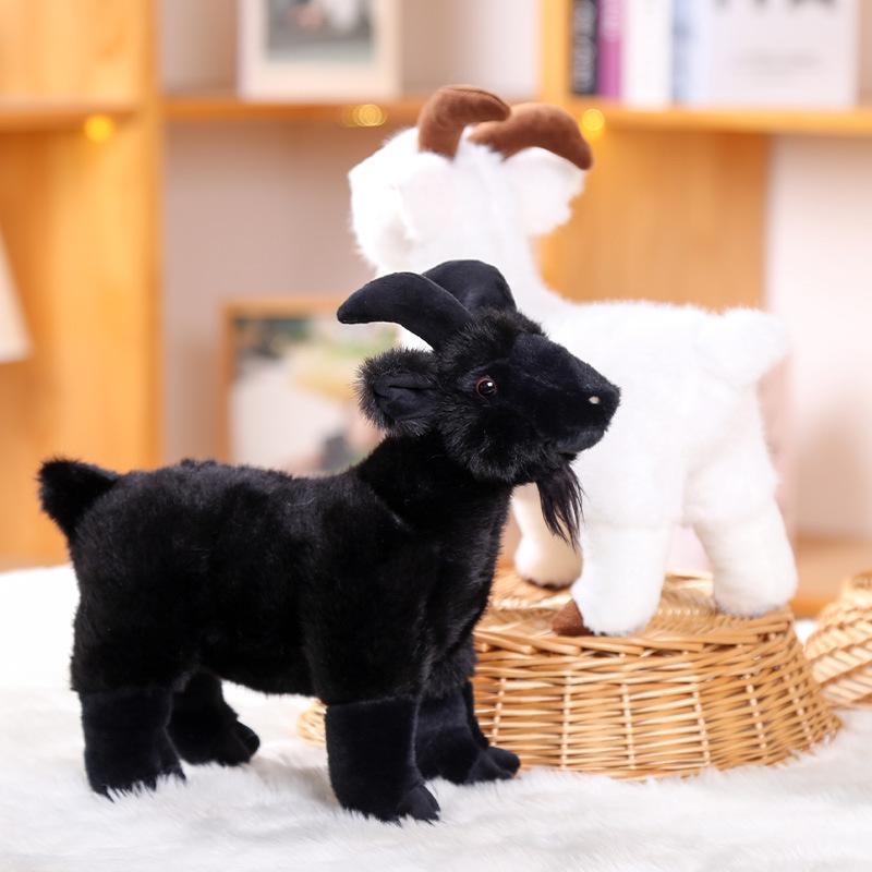 1Pcs Realistic Goat Plush Stuffed Toy With Soft Fluffy Material And Lifelike Design For Home Decor Kids Birthday Holiday Gifts