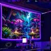 Miytal Blacklight Fantasy Mushroom Waterfall Tapestry – UV Reactive Neon Forest Wall Hanging, Glow In the Dark Nature Art Décor for Bedroom,