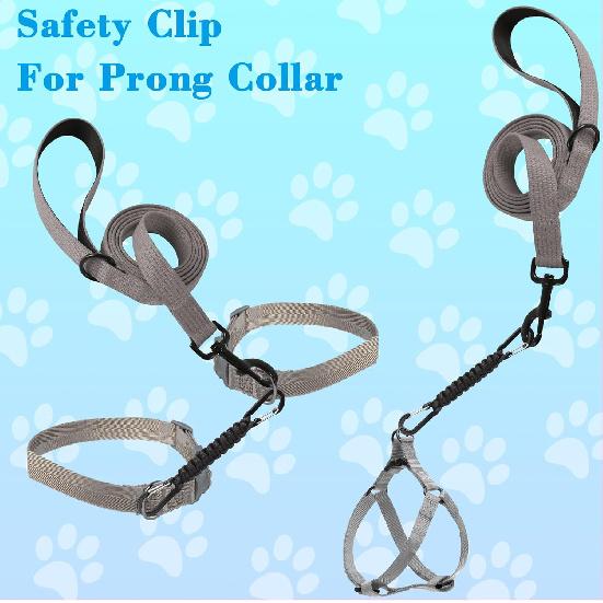 Dog Leash Safety Clip, Backup Safety Strap for Prong Collar, Dog Harness Connector, Training for Running, Walking and Hiking