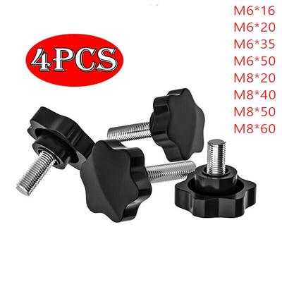 4PCS Practical Clamping Nut M6 M8 Star Knobs Grips Star Shaped Head Knob Carbon Steel Thumb Screw