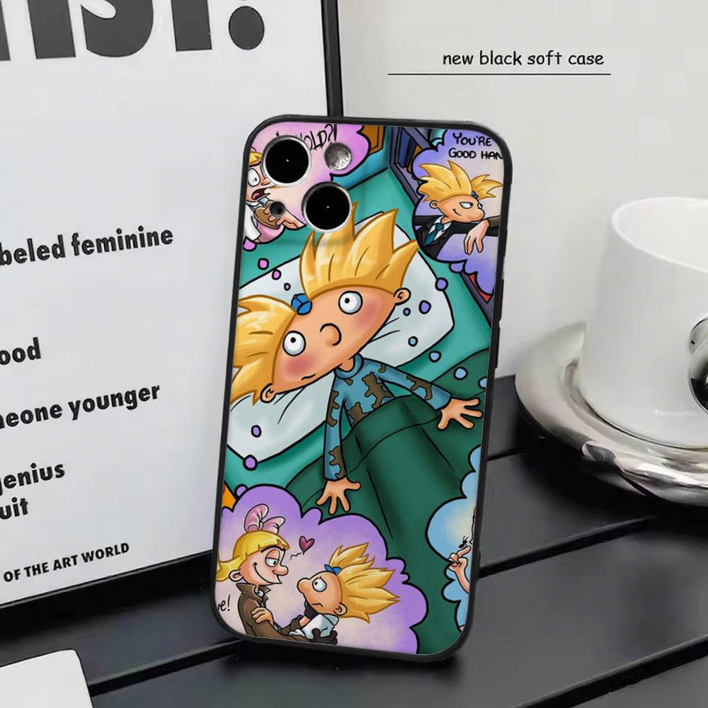 Hey Arnolds for iPhone 15 16 14 Plus 13 12 11 17 Pro Max 17 Air Black Soft Phone Cover