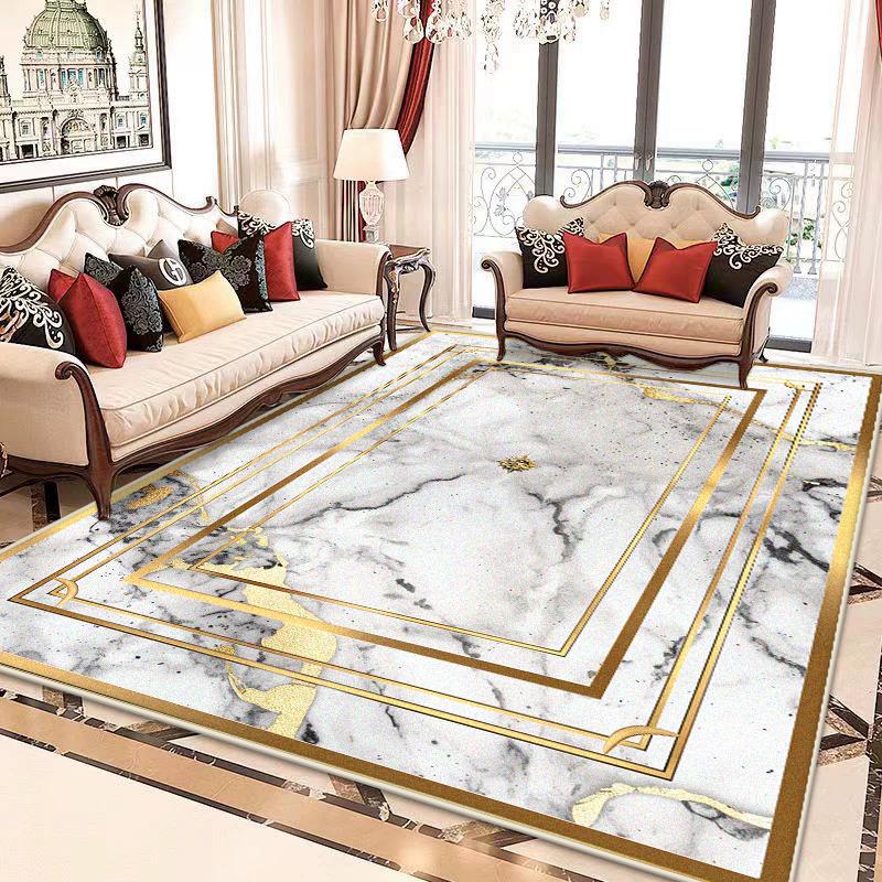 White Marble Large Living Room Rugs Luxury Home Decoration Fluffy Plush Bedroom Carpet Lounge Cloakroom Non-slip Soft Floor Mat