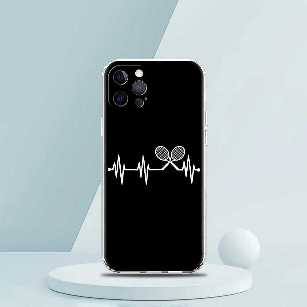 For iPhone 15 16 14 13 12 mini 11 Pro Max XS X XR SE 7 8 Plus Silicone Clear Cover Tennis Ball Sport Phone Case