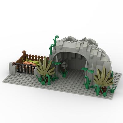 283pcs Mountaintop Pen Pig Savage Cave Model Bricks Building Blocks Toys for Children Assemble Decorate