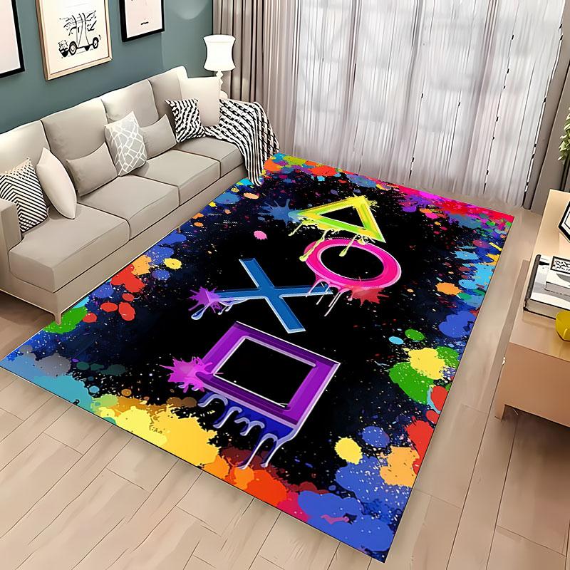Cartoon Gamer Gamepad Rug Non-Slip Floor Mat for Kids Bedroom Living Room Sofa Kitchen Decor