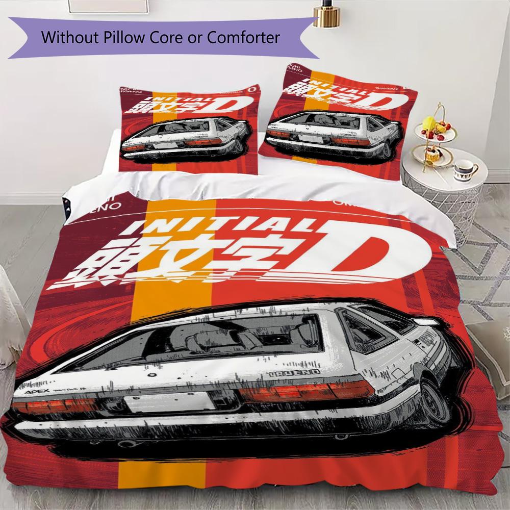 Initial D Pattern Bedding,Quilt Set Quilt Cover Pillowcase Home Birthday Gift (1*duvet cover+2*pillowcase,without core)SSJT0917215
