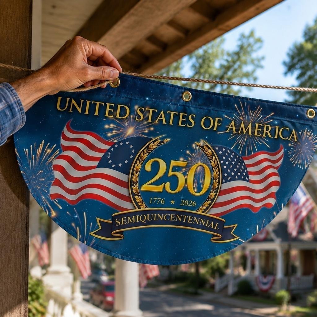 STATES OF AMERICA 250th Anniversary Independence Day Semi-Quincentennial Flag 1776 2026 Decorative Hanging Outdoor Indoor Display