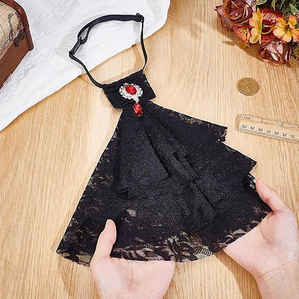 Women Accessories Vintage Style Lace Jabot Collar Detachable Ruffled Jabot Necktie Renaissance Collar Fancy Dress Parties
