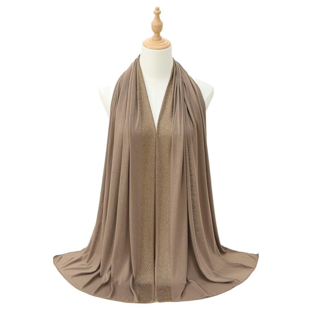 Long Smooth Silk Headscarf Sunscreen Thin Large Shawl Veil Rhinestone Chiffon Hijab Scarf  For Gift