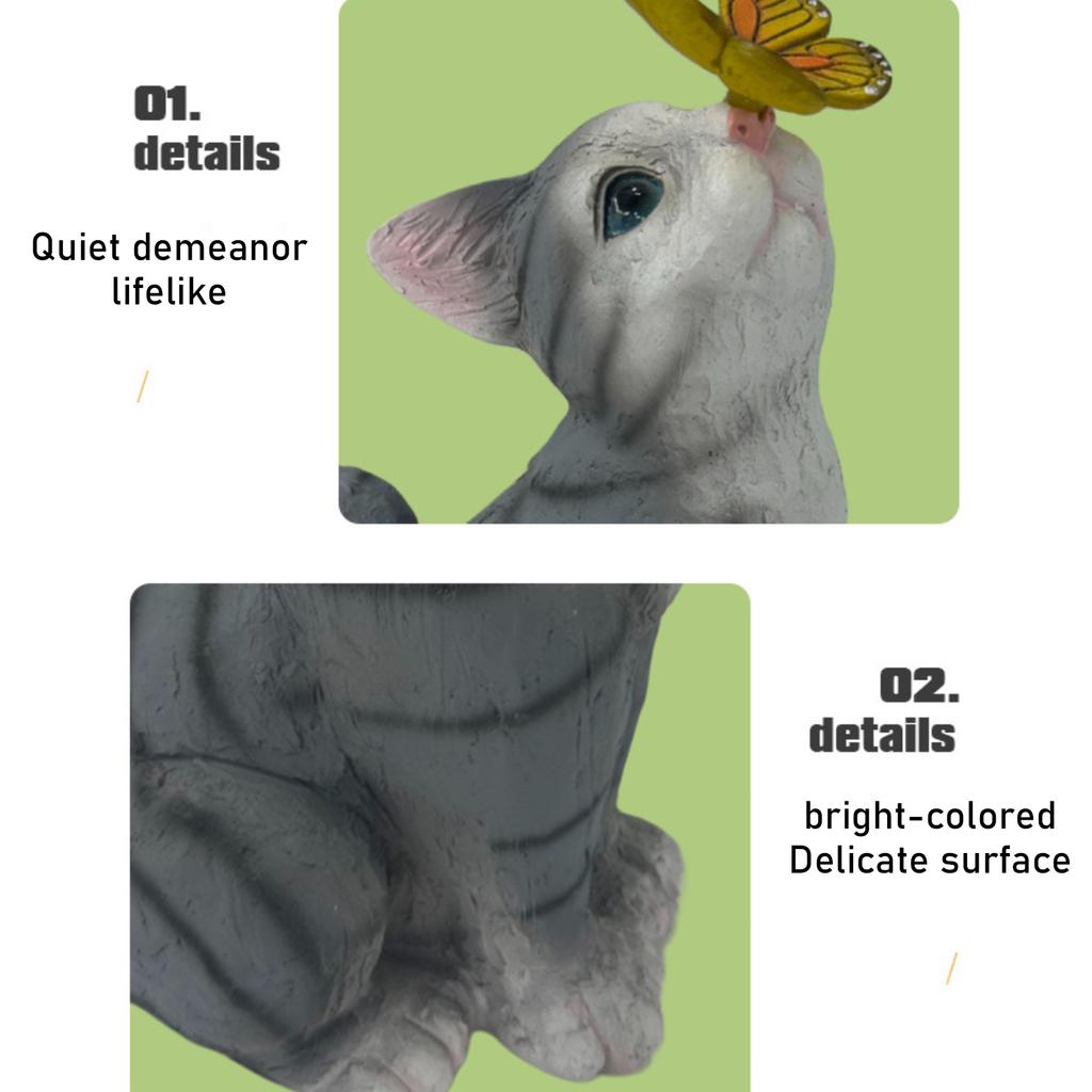 Solar-Powered Resin  Figurine Night Light Realistic Animal Sculpture Garden Decorative Ornament