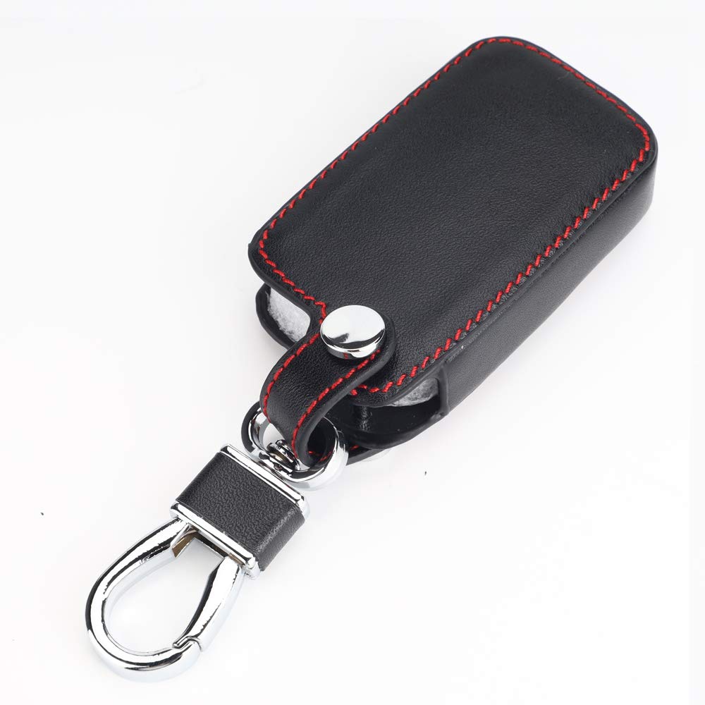 [BKY] Lyxigt Läder Smart Nyckelfodral med 2 Knappar för Toyota Bilar Crown Aqua Vitz Corolla Prius Tillämpligt (Svart)