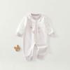 Cotton Lace Trim Long Sleeve Newborn Bodysuit Pajamas