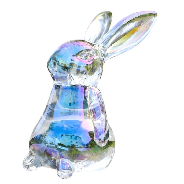Handmade Artificial Glass Rabbit Statue Figurine Decorative Home Decoration Item For Bedroom Or Workspaces