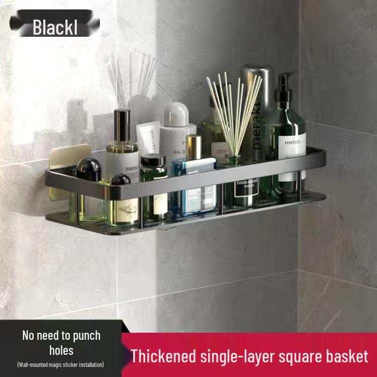 Punch-Free Aluminum Corner Bathroom Storage Rack