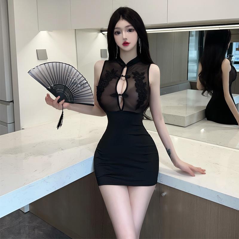 

Женское платье Spice Girls Sexy Perspective Hollow Splicing Slim L