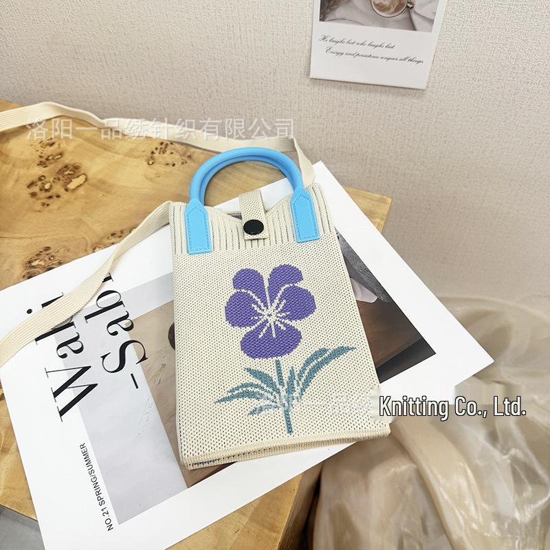 Cute Cartoon Dopamine Knit Crossbody Phone and Coin Bag