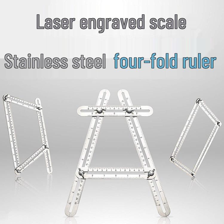Four-Fold Multi-Angle Aluminum Alloy and Stainless Steel Ruler