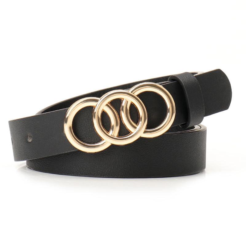 

Womens Leather Belt Slim Alloy Buckle For Casual And Office Wear чёрный