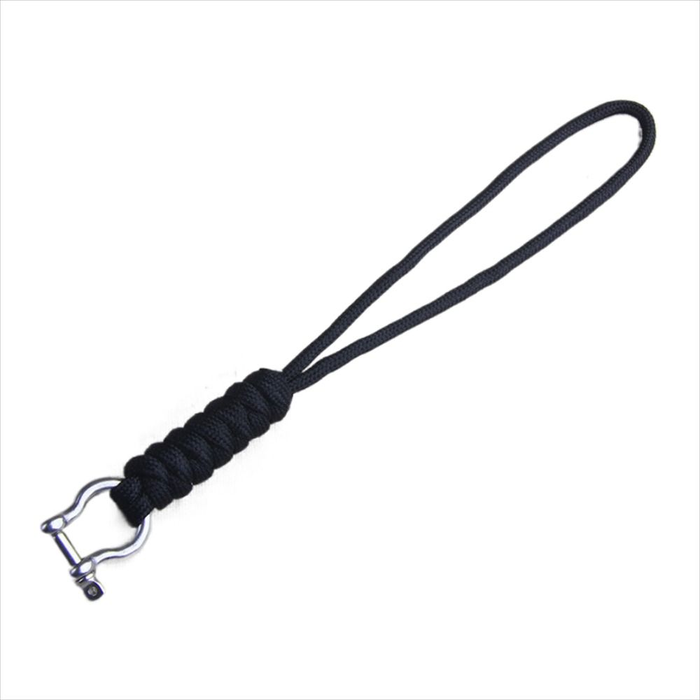 D Bow Buckle Paracord Keychain Outdoor Style Parachute Cord Keychain Survival Tool black