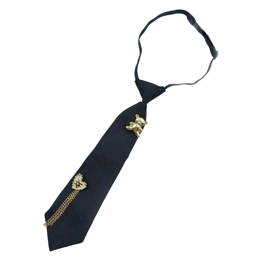 Fashion Shirt Tie for Formal Event Unisex Heart Bear Brooch Tie Uniform Tie for Evening Party Role Play Tie Neckwear