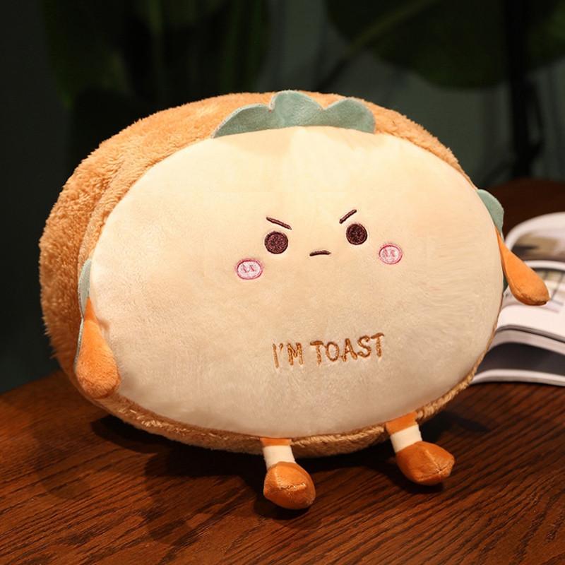 New  Kawaii Toast Bread Food Plush Toys Winter Handwarmer Stuffed Food Pillow Sofa Chair Cushion For Kids Xmas Birthday Gift