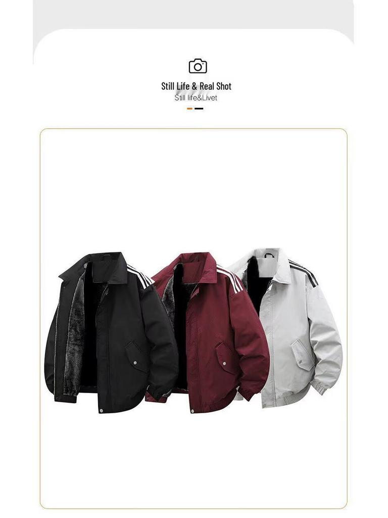Men's Winter Trendy Thickened Lapel Workwear Coat - Loose Fit with Extra Velvet Lining.
