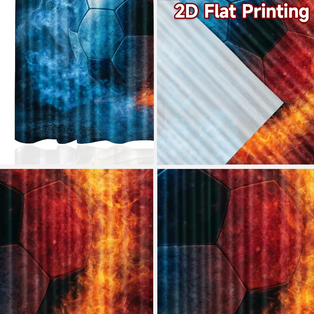 2D flat printing 2pcs Curtain Drapes Fire and Ice Soccer Digital Printed Polyester Drapes Party Decorations Perfect for Holiday
