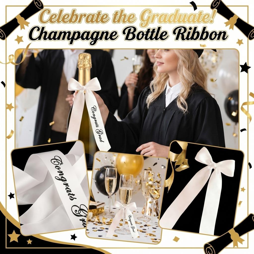 Class Of 2026 Graduation Champagne Bottle Ribbon Congratus Grad Graduation Party Wine Bottle Ribbon (No Bow Tied)