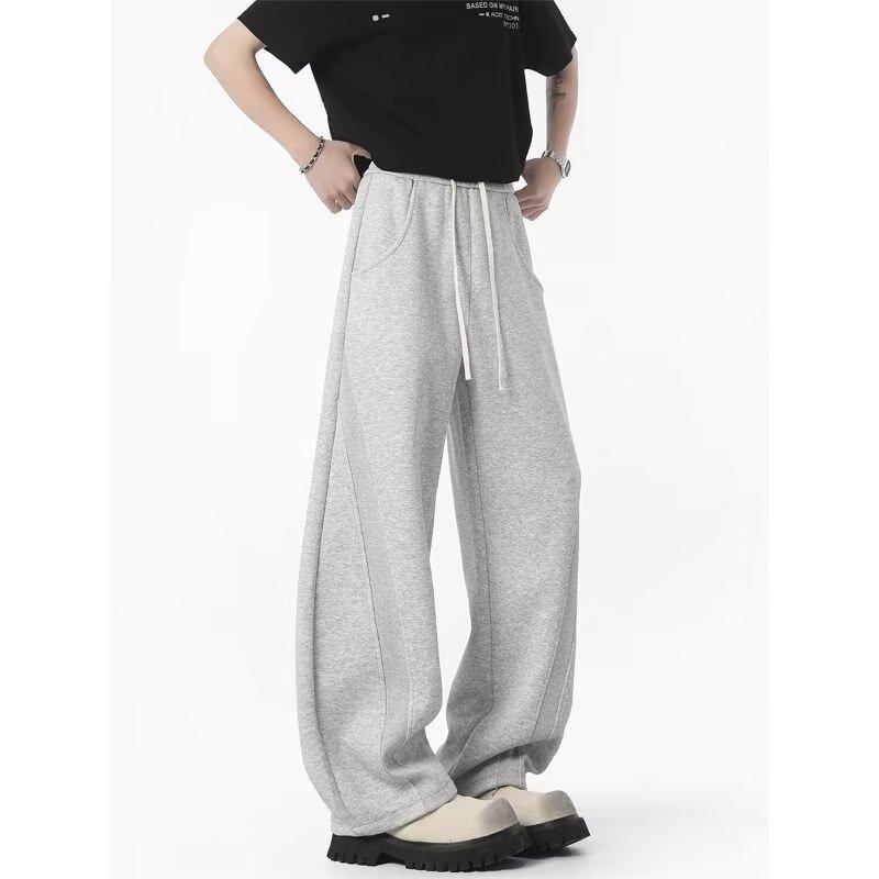 American Deconstruction Solid Color Scimitar Sweatpants Men's Autumn Diagonal Cut Solid Color Loose Straight Versatile Wide-leg Casual Sweatpants