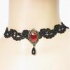 Gothic Lace Choker Necklace Women Minimalist Black Punk Collar Chain With Floral Snake Alloy Pendant