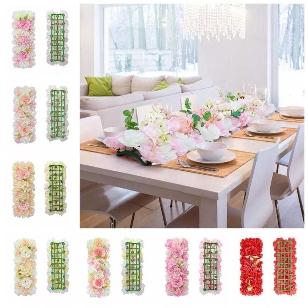 Artificial Rose Flower Panel Shower Decoration Arc Wedding Wall Background Decor Table Arrangement Flower Row Party Supplies