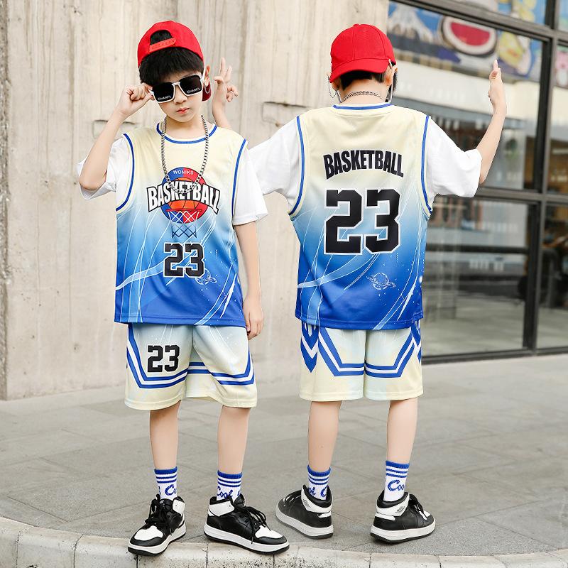 Summer new men's and children's basketball suit outdoor women's sports training quick-drying jersey short-sleeved shorts two-piece set