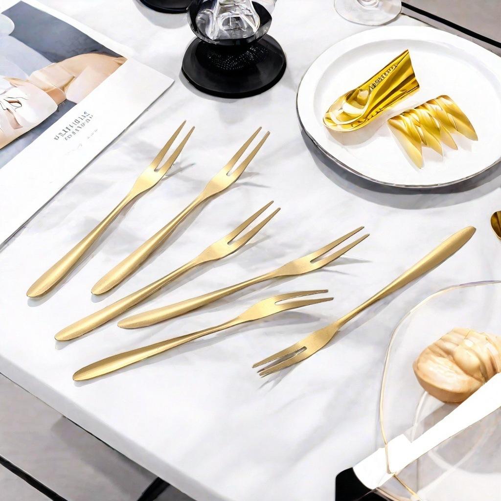 10/20PCS Stainless Steel Reusable Dessert Forks Set - Mini Cake & Fruit Forks Kitchen Restaurant Hotel Party Supplies
