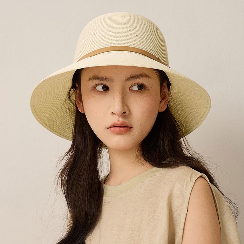 Straw Hat Women's Folding Breathable Fisherman Hat Large Brim Sun Hat