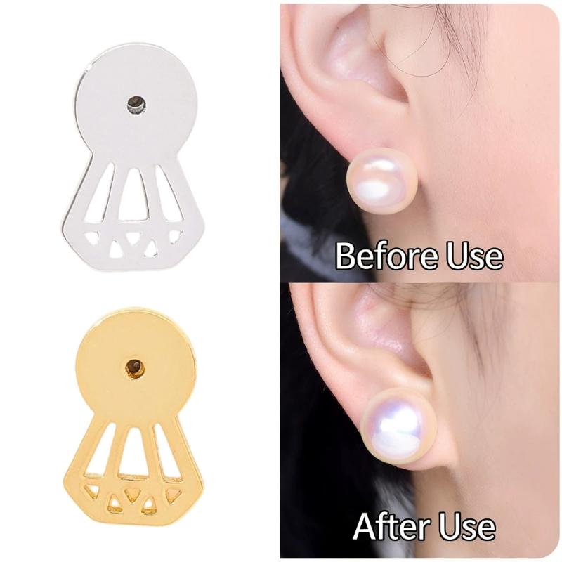 Set of 4 Secure Earring Backs Studs Diamonds Shape Locking Part Secure Locking Backing Earring Plugs for Delicate Ears