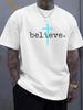 Men’s Believe Cross Christian Faith Graphic TShirt Religious Inspirational Unisex T-Shirt