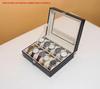 PU Leather Watch Storage Box with Transparent Window, Available in 6 or 12 Slots