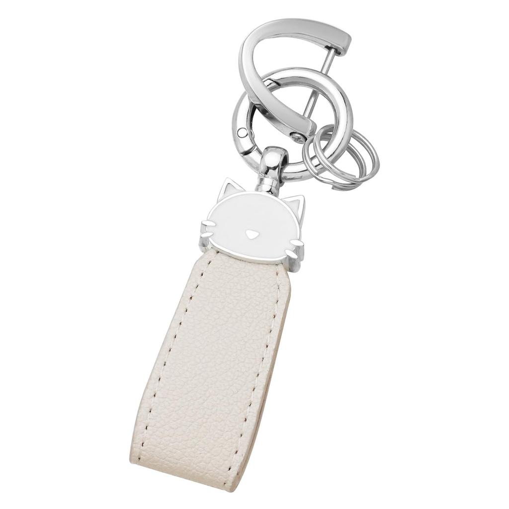 Catland Keychain, Cat, Car, Motorcycle, Key Clip, Keychain, Stylish, Keyring, Anti-lost, Cute Cat (1, Silver)
