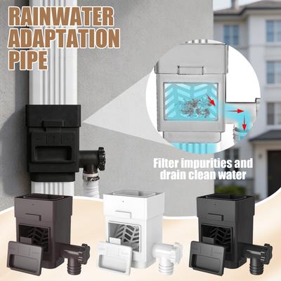 Rainwater Collection System Downspout Diverter Kit with Removable Filter and Flexible Hose for Home Garden Use