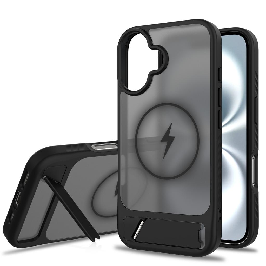 Shockproof Translucent Matte Slim for Magsafe Mag Safe Iphone 16E 15 Pro Max 14 Plus 13 12 14Pro 16Pro 15Pro Built-In Invisible Kickstand Phone Cover