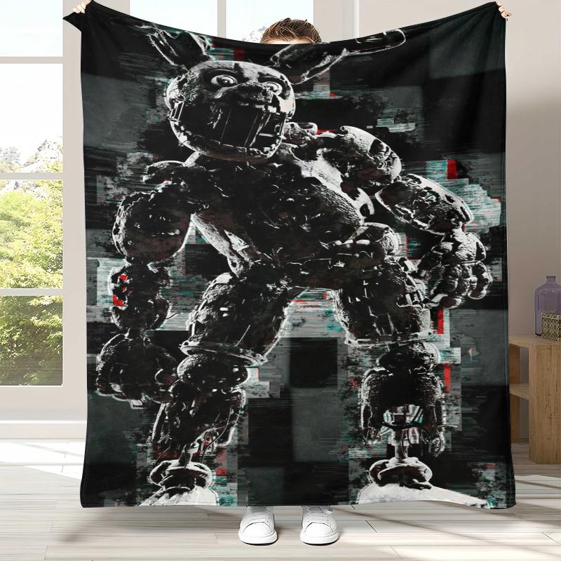 

Horror Freddy F-FNAF Games Flannel Blanket,Ultra Soft Warm Plush Throw for Home Bedroom Bed Sofa Cover Office Camping Picnic 75x90cm