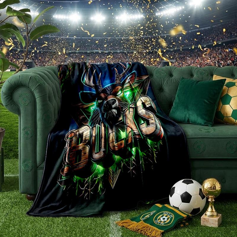 Bucks Team Logo Blanket Lightweight Flannel Bedding Blanket Perfect for Travel, Camping, Living Rooms, Offices, Sofas, Fan Christmas gift