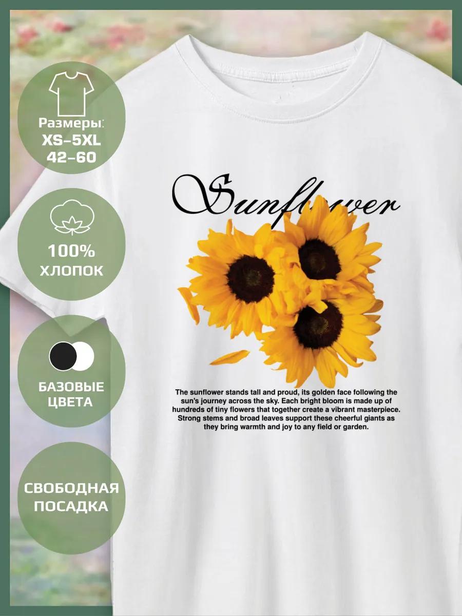 T-shirt printed with Sunflower Flowers L