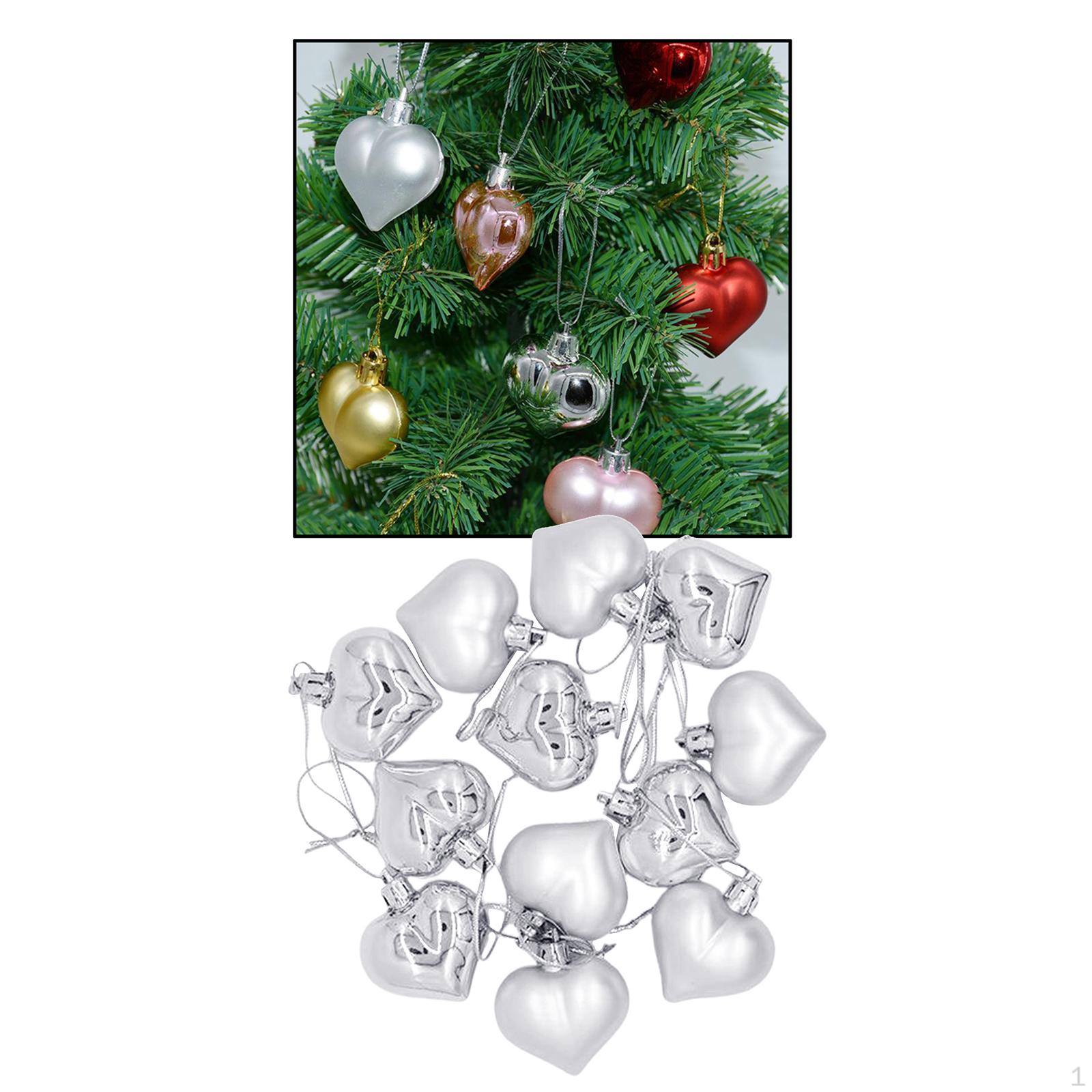 

ing Baubles, 12 Pcs Christmas Tree Heart Bauble Pendant Balls for Valentine s Day Wedding серебряный
