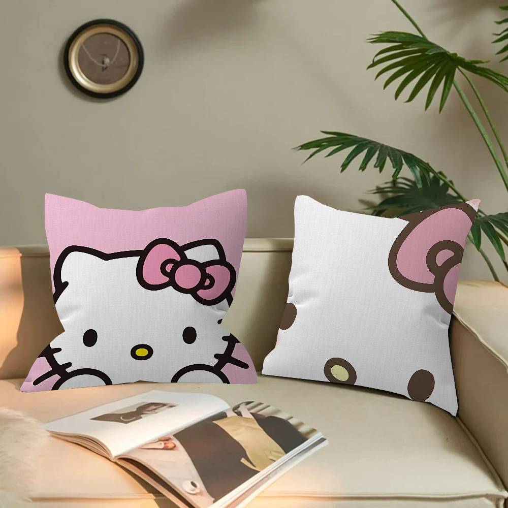 Cute H-Hello K-Kitty Cartoon Cushion Cover Inches Farmhouse Decor Home Throw Pillow Covers For Couch Decorations